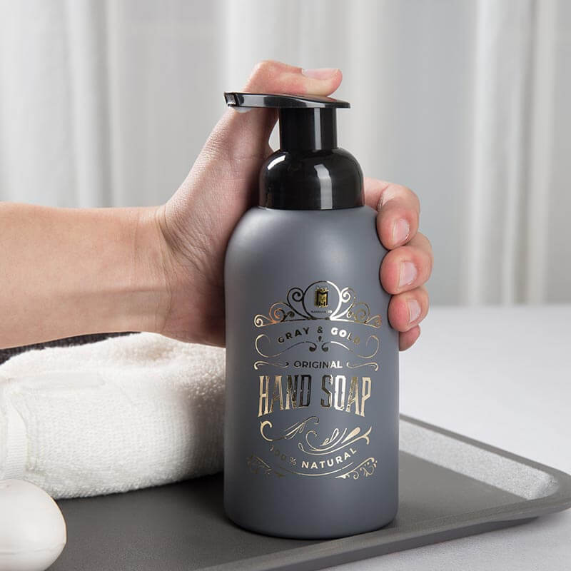 black soap dispenser bottle