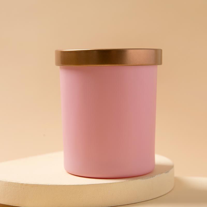 pink glass candle jar