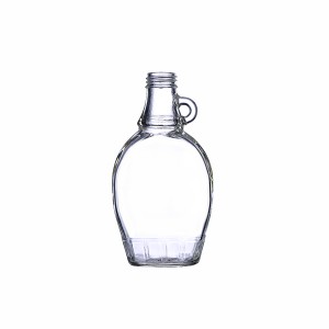 8oz Flat Maple Syrup Glass Bottle with Handle