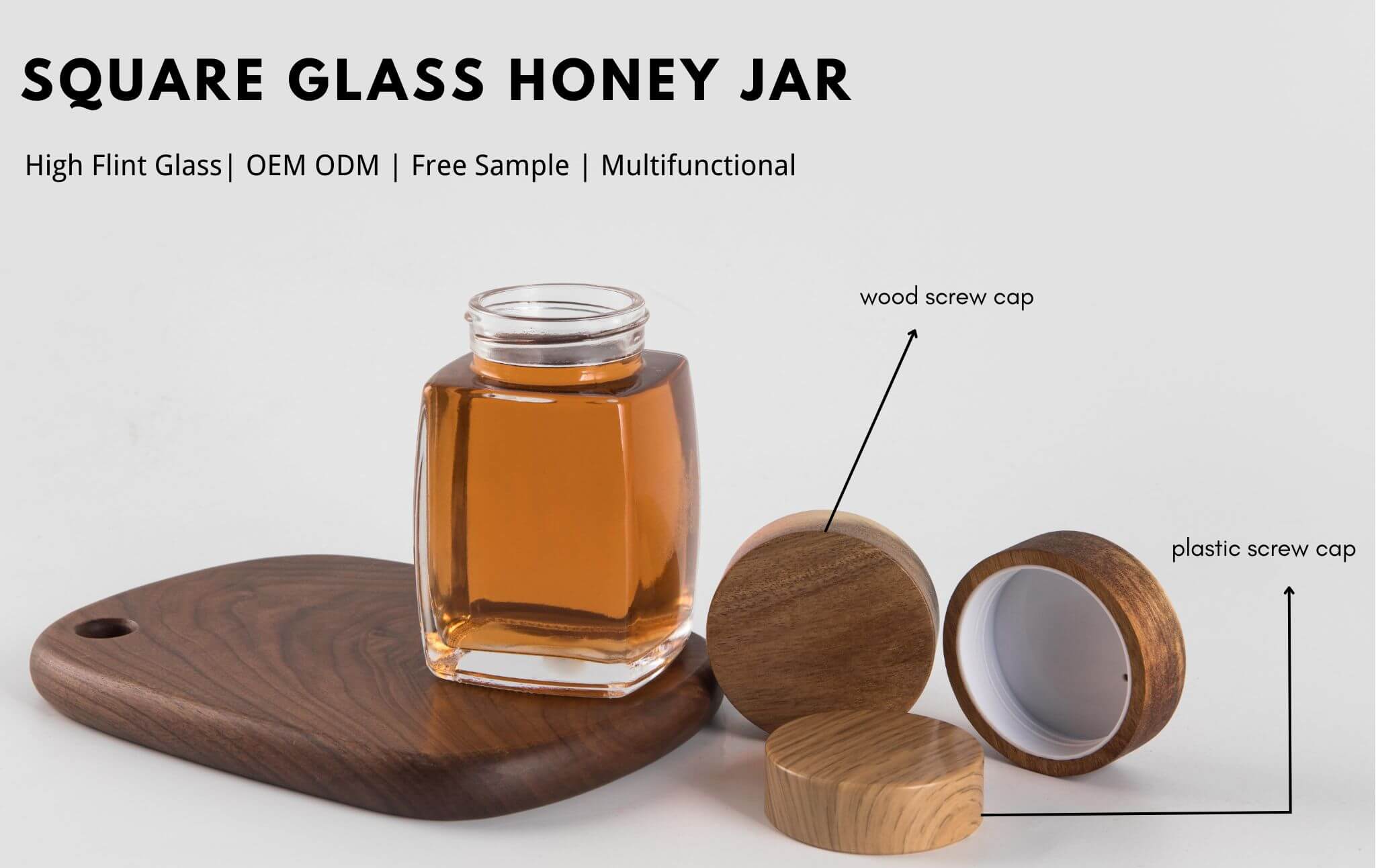Square Glass HONEY JAR