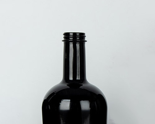 black glass spirit bottle
