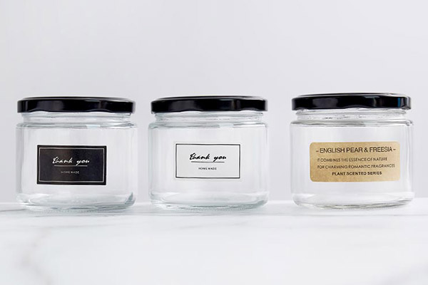 candle jar with custom label