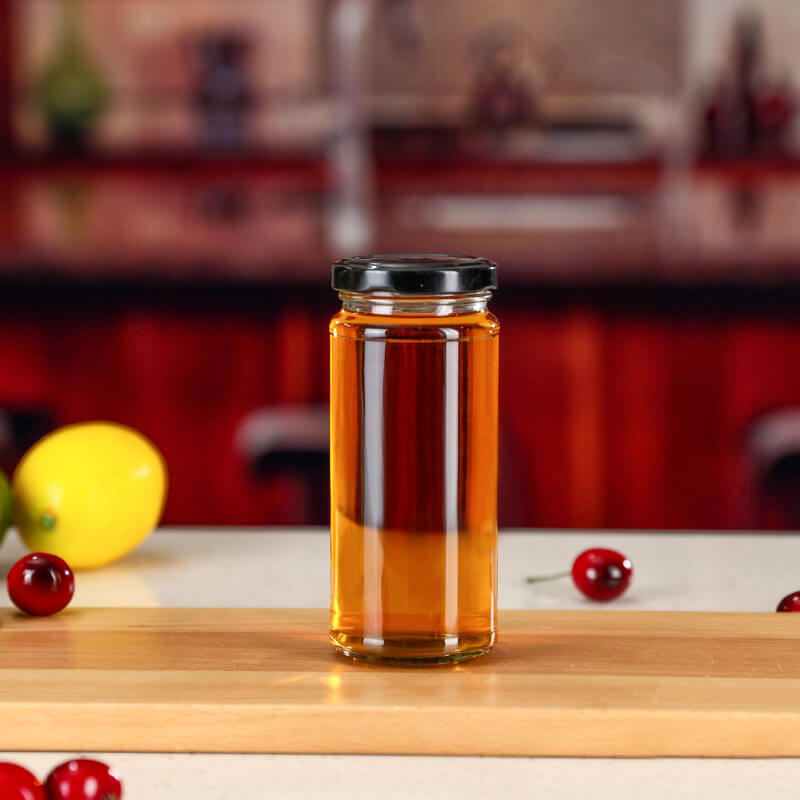 cylinder glass honey jar