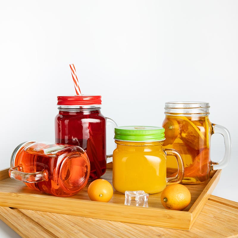 300ml Glass Juice Jar Mason Jar with Lids and Straw for Juice