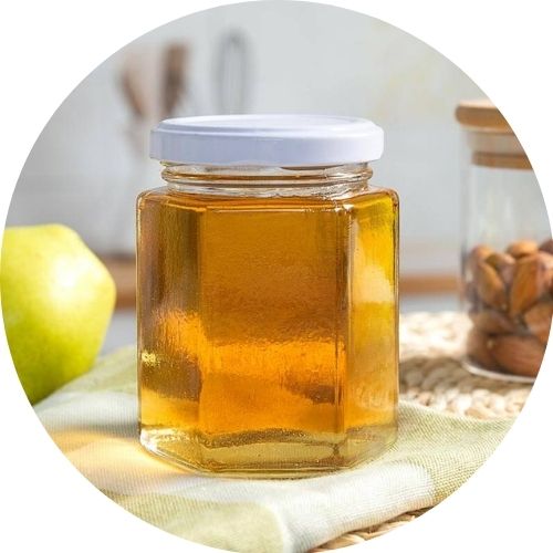 heaxagon glass honey container
