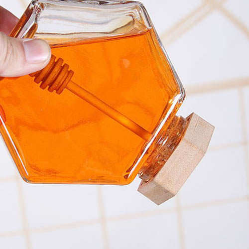 recipient din sticlă cu miere