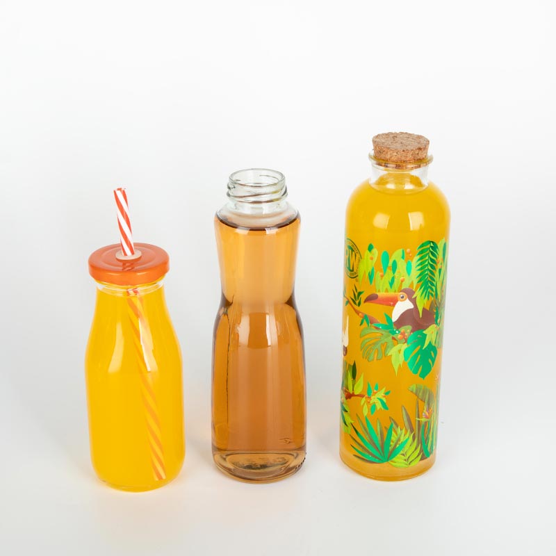 стъклени бутилки за напитки от сок