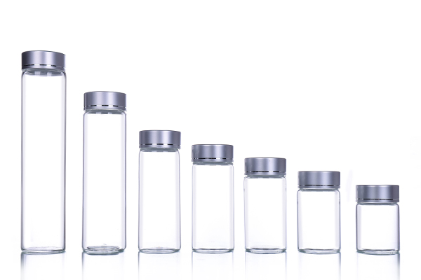 transparent glass vials